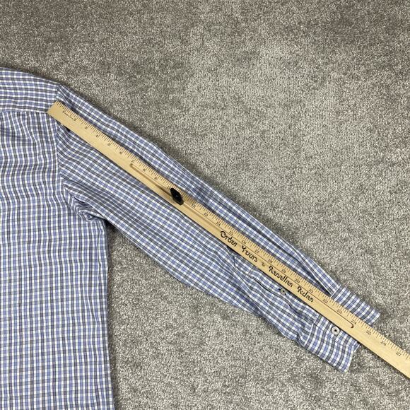 Untuckit Dress Shirt Mens XXL Wrinkle Free Plaid Cotton Button Up Workwear Blue - Picture 11 of 13